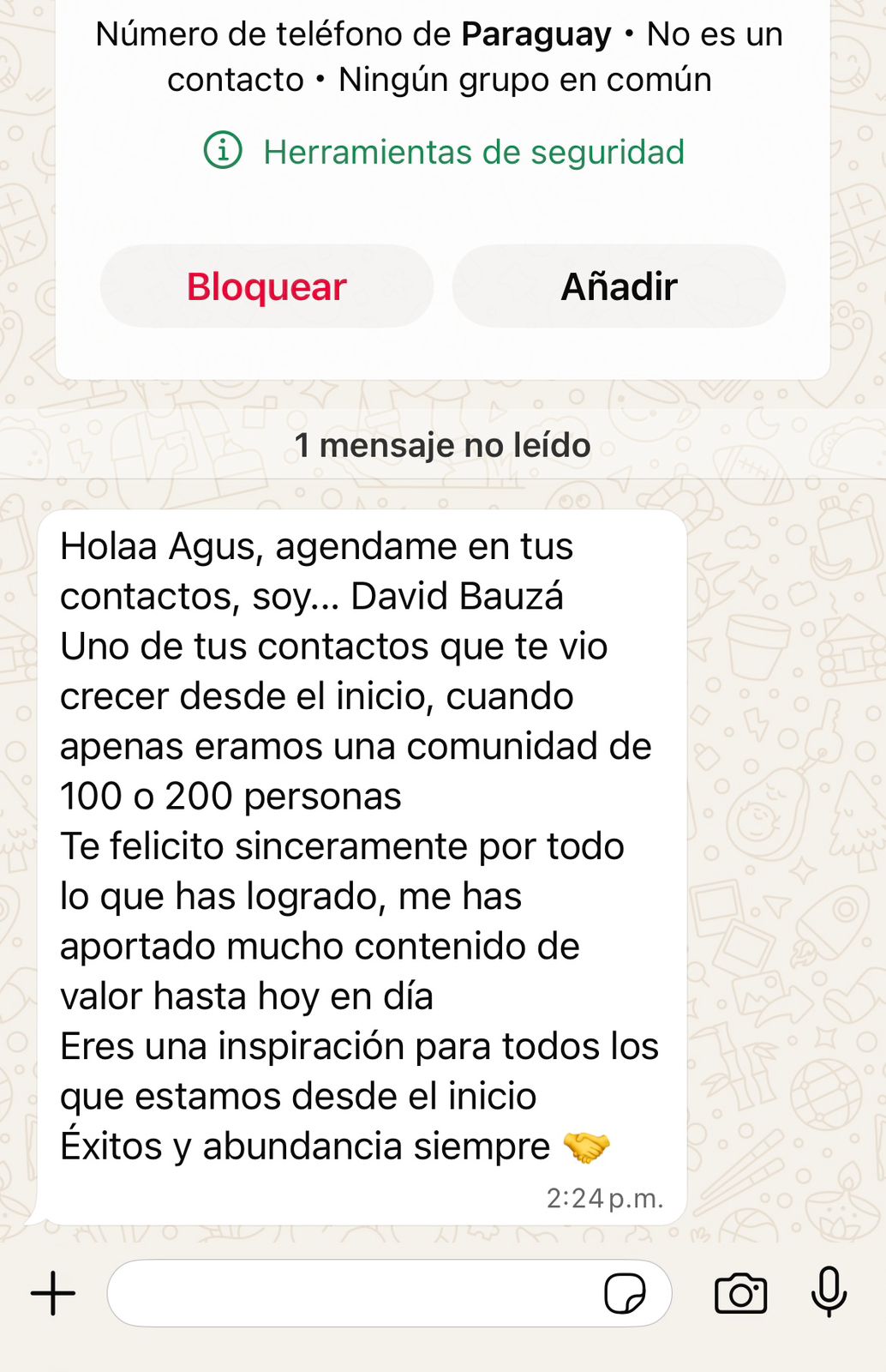 Testimonio WhatsApp real