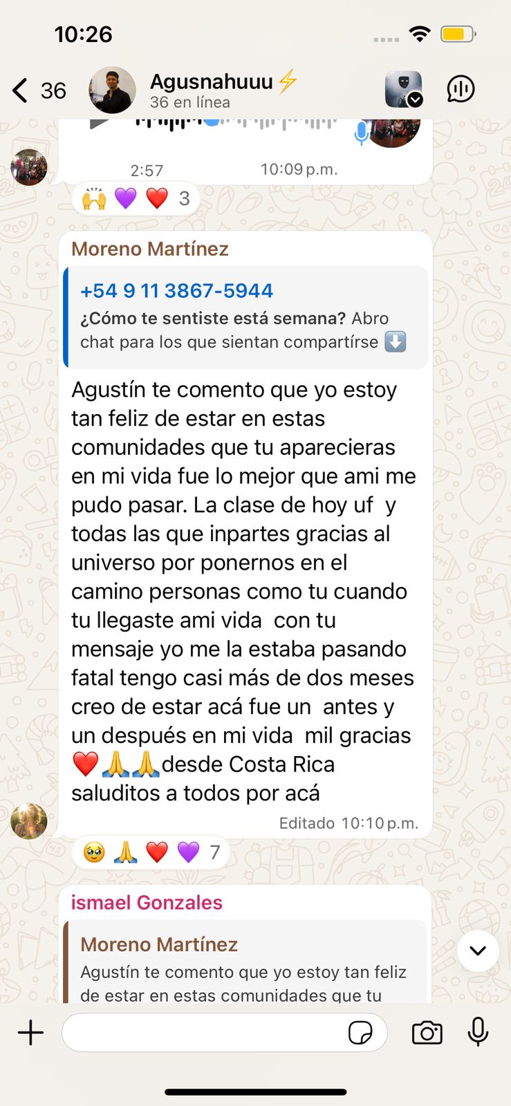 Testimonio WhatsApp real
